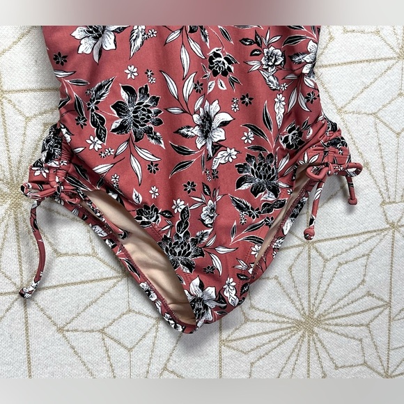 KONA SOL Dusty Pink Floral One-Piece Swimsuit size S - Picture 5 of 14